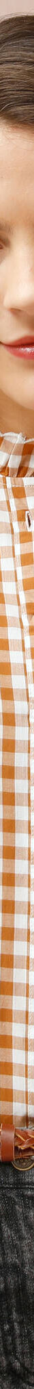 Chemisier col volanté, vichy (noisette / écru) Chemisier col volanté, vichy (noisette / écru)